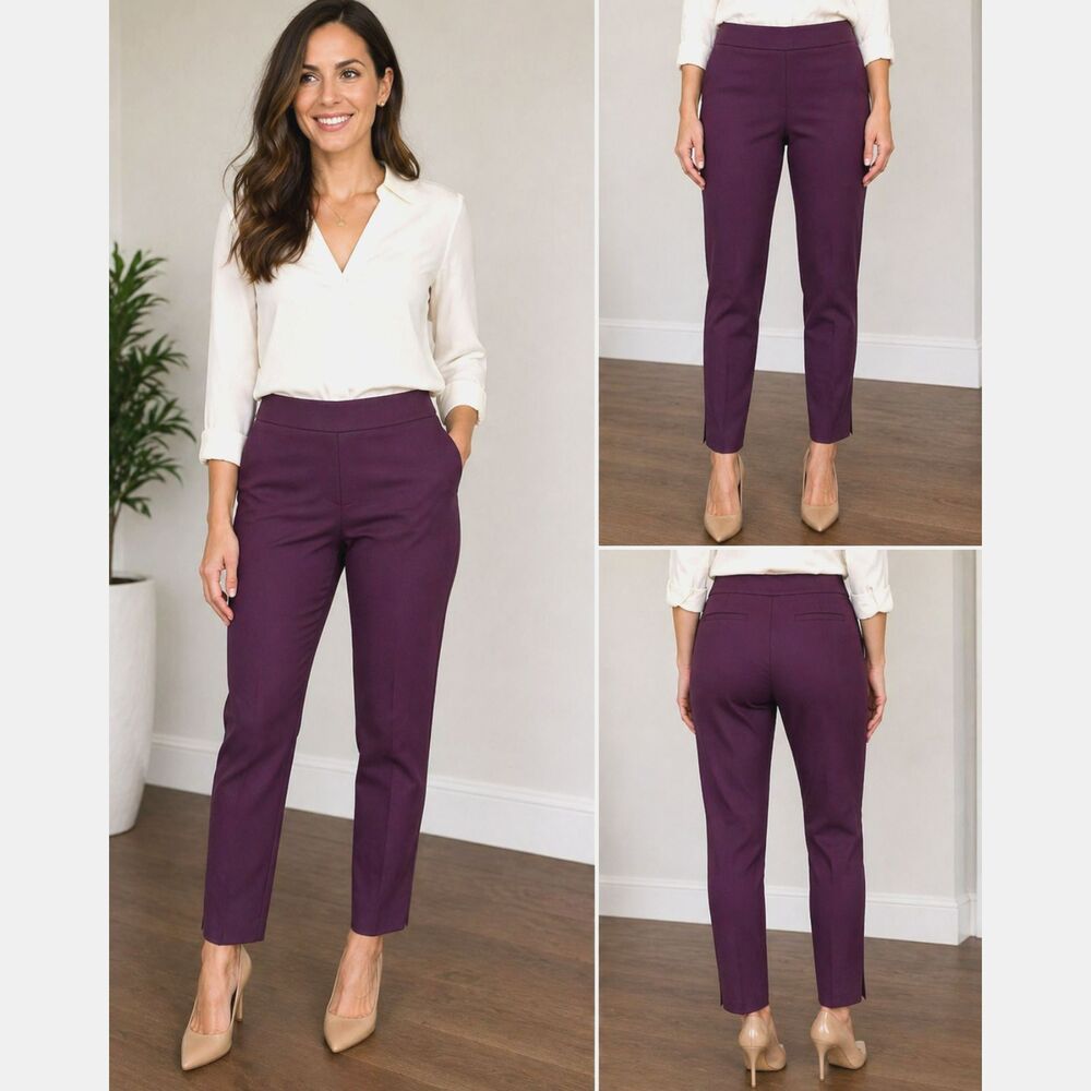 Talbots Chatham Ankle Pants Womens 6 Purple Stretch Career Work